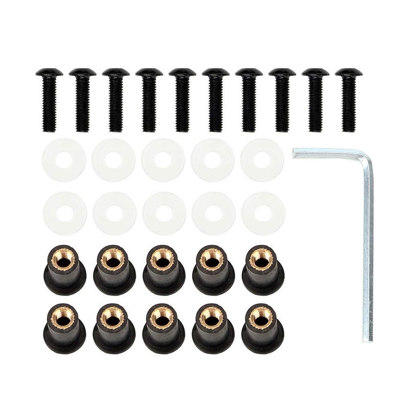 Coolboyer 10PCS M5x15mm Universal Motorcycle Windscreen Windshield CNC Bolts Screws Nut Fastener for Honda Suzuki Yamaha Kawasaki (Black) - Image 1